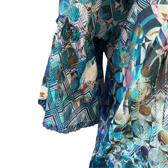 Johnny Was Button Down Boho Bell Sleeve Top - Picture 3 of 13